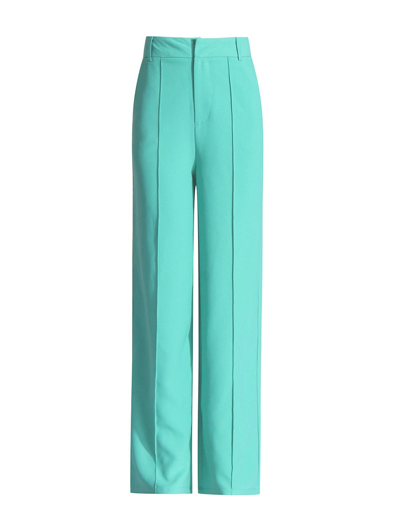 V-neck tie up top+ wide leg pants two-piece set