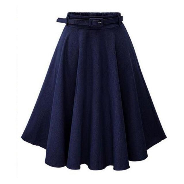 High Elastic Waist Streetwear Midi Skirt - runwayfashionista.com