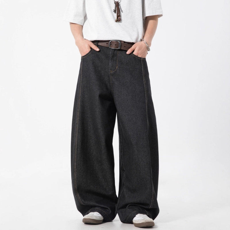 Loose semi elastic jeans - Black