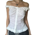 Spliced Buttoned Waist Slimming Spicy Girl Temperament Top