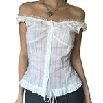 Spliced Buttoned Waist Slimming Spicy Girl Temperament Top