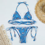 Backless Ribbon Splicing Lace Bikini -runwayfashionista.com