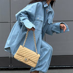 Light Blue Denim Oversized Shirt And Baggy Pants Set
