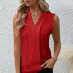 V-Neck Sleeveless Shirt - red