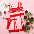 INS Lace Embroidery  Lingerie Three Piece Set - runwayfashionista.com