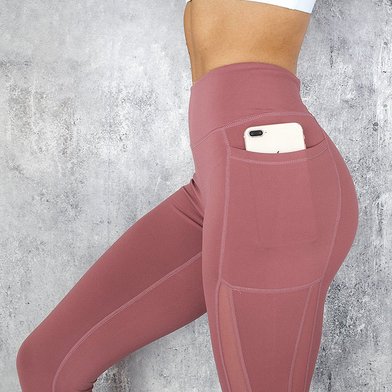 High Waist Mesh Stitching Leggings - runwayfashionista.com