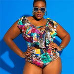 High Waist Printed Plus Size Bikini -runwayfashionista.com