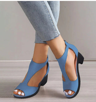 Dressy Open Toe Fish Mouth High Heels - sky blue