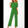 Button tied short sleeved jumpsuit - runwayfashionista.com