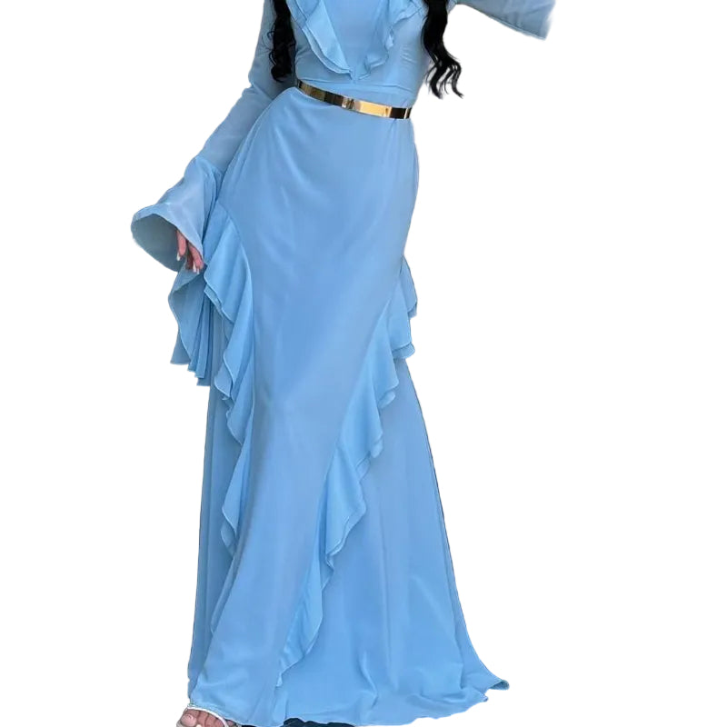 Ruffle Bell Sleeve Maxi Dress