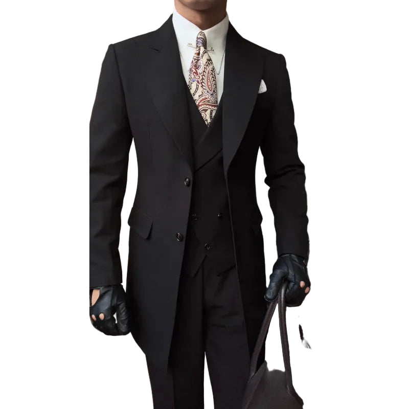 Men's Black Longline Suit Jacket