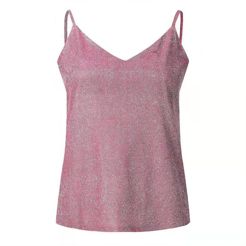 Pink sparkly camisole on a white background