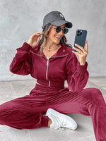 Long Sleeve Cropped Top and Pants Set - runwayfashionista.com