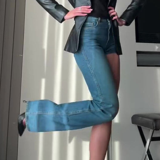 Fashion Single-shoulder Shorts Irregular Jeans