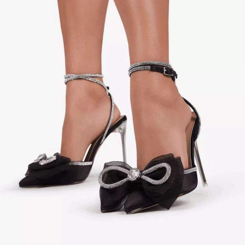 Pointed Toe Fairy Bow High Heel - runwayfashionista.com