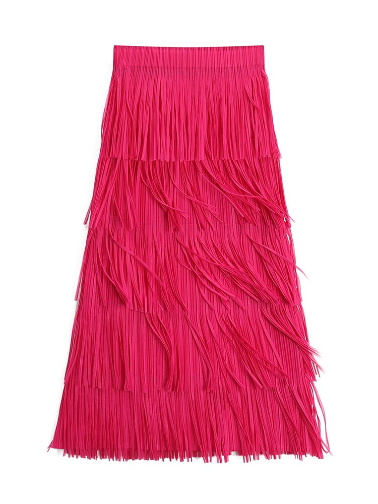 Pleated Tassels Skirt - runwayfashionista.com