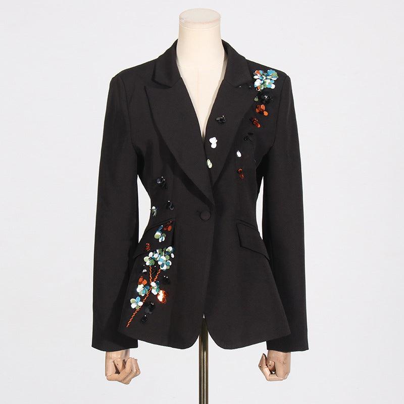 Elegant V-neck Sequined Jacket