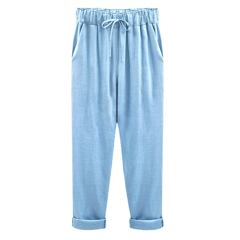 Linen cropped pants - runwayfashionista.com