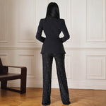 Buttoned Blazer & Beaded Pants Set