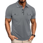 Lapel Button Polo Shirt With Pockets
