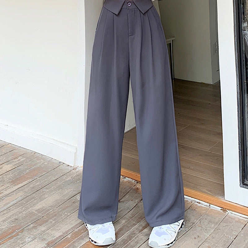 Cuffed Design Long Silk Suit Pants