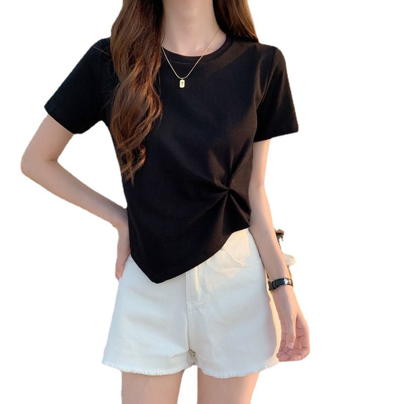 Chic Slim Fit Short Tee - Half Sleeve Casual - black