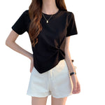 Chic Slim Fit Short Tee - Half Sleeve Casual - black