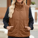 Pocketed Zip Up Turtleneck Vest Coat -runwayfashionista.com