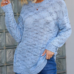 Polka Dot Knitted Sweater - light blue