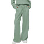 Half Zip Long Sleeve Sweatshirt And Wide Leg Pants Set