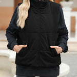 Pocketed Zip Up Turtleneck Vest Coat -runwayfashionista.com