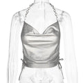 Sleeveless Halter Top Slim Fit Backless - Street Style