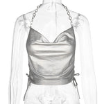 Sleeveless Halter Top Slim Fit Backless - Street Style