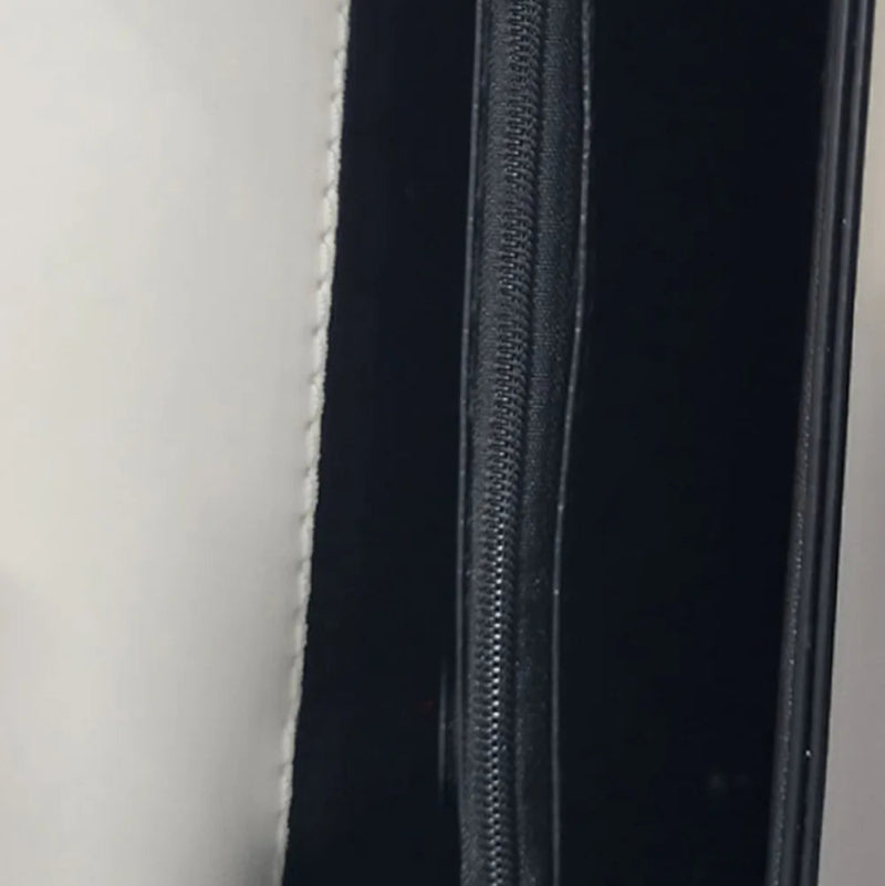 Chain PU Leather Handbag with Detachable Shoulder Strap - Black & Ivory