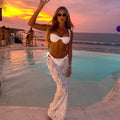 Turn heads with this bold three-piece bikini set designed to stand out at the beach or pool.