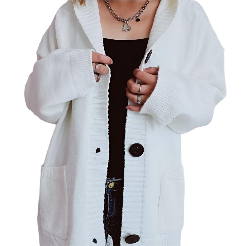 V-neck knitted cardigan - runwayfashionista.com