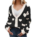 Heart button up long sleeve cardigan - runwayfashionista.com