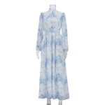 Floral Print High Neck Long Sleeve Maxi Dress
