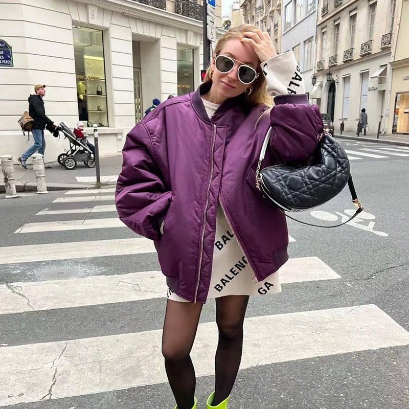 Y2K Oversized Long Sleeve Hoodie - purple
