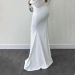 Halter Neck Mesh Beaded Suspender Maxi Dress Two-piece Set - whte