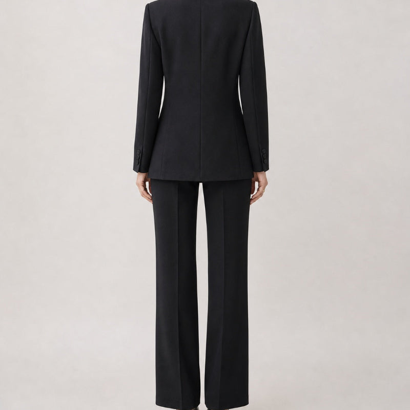 Knot Detail Blazer and Trouser Suit - black