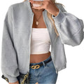 Zip Up Long Sleeve Sweatshirt -runwayfashionista.com