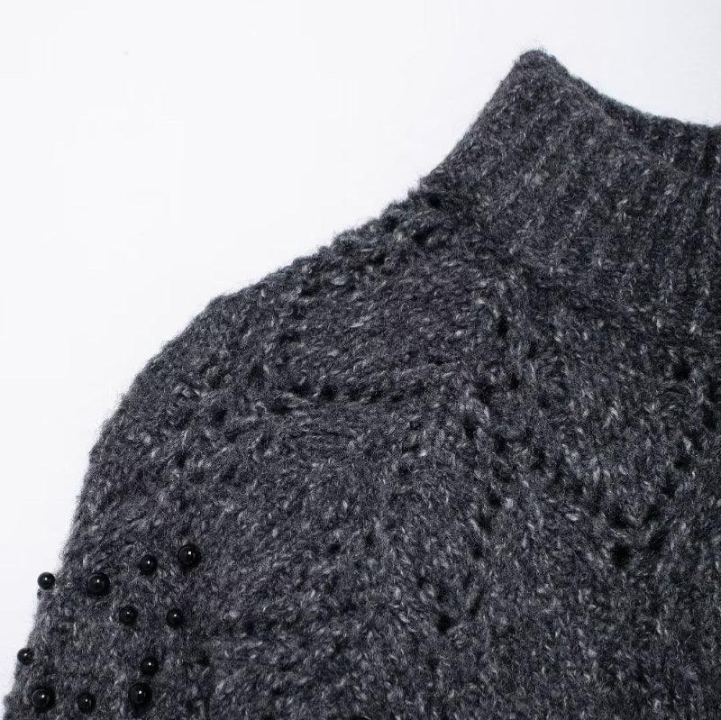 Hollow Bead Knitted Sweater