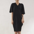 Bat-Sleeved V-Neck Chiffon Dresses