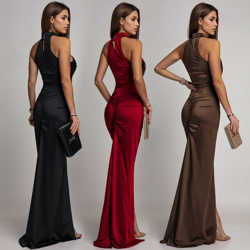 High-Fashion Feature: The Sequin Velvet Split Maxi Dress