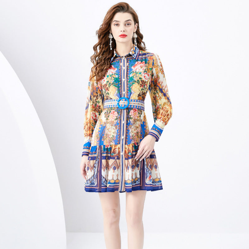 Palace Style Retro Printed Dress