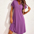 Short Sleeved V-neck Dress - runwayfashionista.com