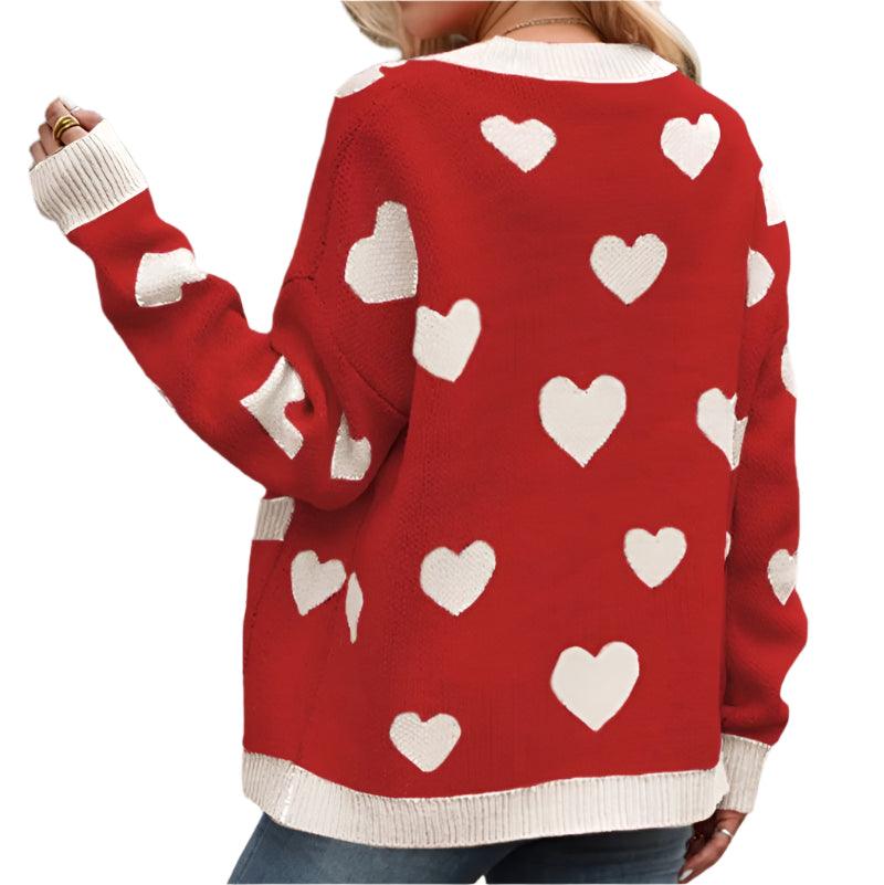 Heart button up long sleeve cardigan - runwayfashionista.com