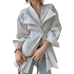 Long Sleeve Fashion Stripe Women's Shirt - runwayfashionista.com