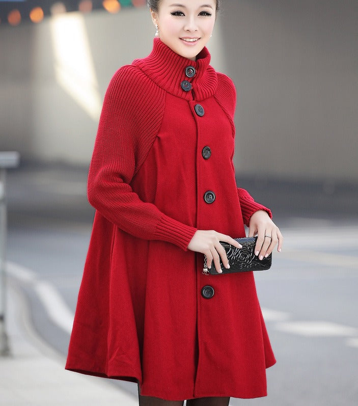 Mid Length Loose Fitting Woollen Coat - runwayfashionista.com